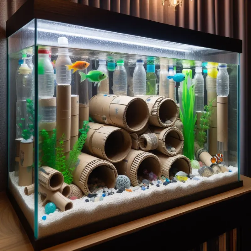 How to decorate a fish tank with household items 4