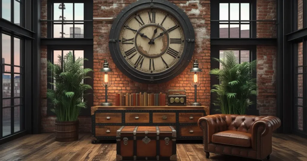 Industrial and vintage fusion wall clock