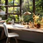 Biophilic design elements for a calming home office environment